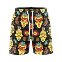 Hawaii Tiki Tribe 3D Printed Surfing Board Shorts Cool Summer Street Hip Hop Swim Trunks For Men Kids Vacation Beach Shorts M yellow