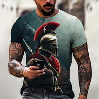 „Sparta Graphic Tee“ vyriški marškinėliai vyrams Drabužiai, dideli marškinėliai, vyriški marškinėliai, 3D spausdinimas, vasaros viršutiniai drabužiai, kasdieniai trumpomis rankovėmis gatvėje 5XL gray