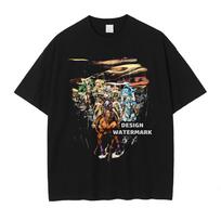 Anime JOJO Steel Ball Tshirts Oversized Vintage Washed Run Zeppeli Tshirt Manga Stone Ocean T Shirt Tops Tees Unisex 100Cotton M gray
