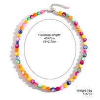 Casual Beaded Turquoises Crystal Choker Irregular Colorful Crystal Beaded Necklace Irregular Choker Necklace Gift white