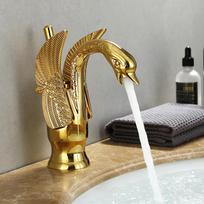 Juodo ir aukso gulbės vonios praustuvo maišytuvas - karšto ir šalto vandens stalviršio maišytuvas Single Faucet