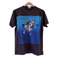 VTG Nirvana Nevermind Cat Parody Band T-Shirt Kurt Cobain Modern Size L Unisex T-Shirt XXXL black