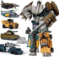 Transformuojami robotai žaislai HZX Defensor Bruticus Superion Devastator IDW 5 IN 1 6 IN 1 VIENAS BE DĖŽUTĖS Rinkiniai Veiksmo figūrėlė KO 6in1 gray