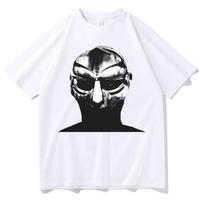 Rapper Mf Doom Madvillainy Metal Face Graphic Print Tshirt Men Casual Oversized Tshirt Male Hip Hop Fashion Tees Short Sleeve 4XL white