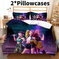 Kpop Demon Hunters Bedding Set For Contemporary Bedroom Decor Black Pillowcases,50x75cm blue