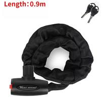 WEST BIKING High Security Bicycle Chain Lock Portable Anti-theft MTB Mountain Bike Lock With 2 Keys For Scooter Electric Bike black
