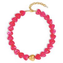 Handmade Colorful Resin Heart Beads Choker Necklace Waterproof Stainless Steel Clavicle Necklace Bohemia Jewelry Summer Gifts rausvai geltonas
