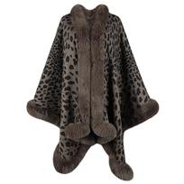 Rudens ir žiemos kailinė apykaklė Cape Cardigan Leopardo rašto skara Moteriškas megztinis kava