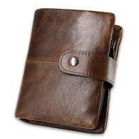 [FY FOXYORK] Men's Bifold Wallet, Genuine Leather, RFID Blocking, 13-Card Capacity