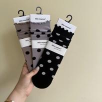 Combed Cotton Straight Board Stacked Socks, Fungus Edges, Polka Dots, Rolled Edged Socks, Sweet Socks, Socks One size