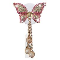 Rotate ID Badge Holder Rhinestone Name Card Parts New Badge Reel Clip D white