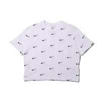 Nike All Over Swoosh Logo Cropped T Shirt White CK4092-100 S balta