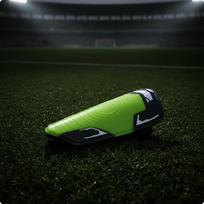 Contoured Soccer Shin Guards Comfortable with Strap Long-Lasting Fluorescent Green