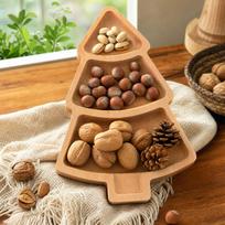 Wood Christmas Serving Tray for and Dried, Holiday Party Snack Platter One Size brown