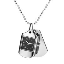 Pocket Watch Necklace Watch Dog Tag Necklace with Roman Analog Display and Pendant Sweater Necklace Fashion Accessory Perfect Gift for and Christmas white