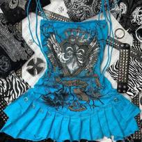 KOSY Aesthetic Y2k Girl Suspenders Top Y2k Clothes Blue Gothic Bow Slimming Bottom for Women Dress Sexy Girls High Street Character M blue