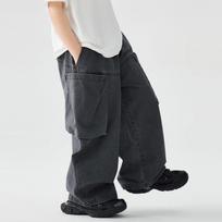 Boys Big Kids Loose Straight Leg Casual Cargo Pants 170cm pilka