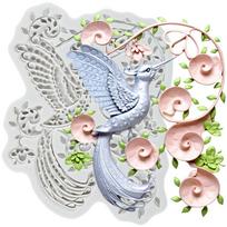 Hummingbird Silicone Molds Flower Fondant Mold Cake Decorating Tools Cupcake Topper Candy Chocolate Gumpaste Mold pilka spalva
