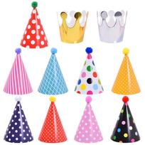 Polka Dot Birthday Party Hats with Pom Poms Paper Party Cone Hats Colorful DIY Handmade Birthday Crown Hat Kids Birthday Party yellow