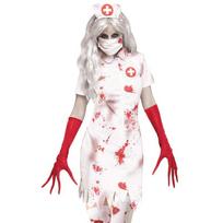 Vaiduoklių namų zombės slaugytojos kostiumas cosplay zombių kraujas moteriškas slaugytojos kostiumas Helovino medicininis kos kostiumas XL white