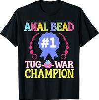 Women #1 Bead Tug O War Champion Funny Adult Humor Cringe T-Shirt 100 blue