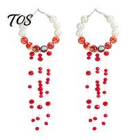 Mysterious Fashion Jewelry Gothic Blood Drop Choker, Layered Faux Pearl Necklace, Red Tassel Themed Costume Party Supplies Earrrings, Punk Style B brown