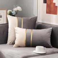 Nordic Cushion Cover Color Stitching Dutch Velvet Throw Pillow Case Sofa Cushion Waist Cover Home Decorative Pillowcase 30x50cm 30x50cm gray