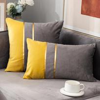 Nordic Cushion Cover Color Stitching Dutch Velvet Throw Pillow Case Sofa Cushion Waist Cover Home Decorative Pillowcase 30x50cm 30x50cm gray