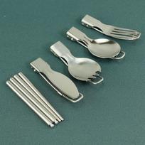 5 vnt./rinkinys Iškylos Nešiojami Indai Sulankstomi Kempingo Nerūdijančio Plieno Šakutė Stalo įrankiai Šaukštas 5Pcs/Set gray