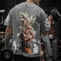 Dragon Ball vyriški marškinėliai su grafika Laisvo kirpimo Vasariniai gatvės drabužiai Cosplay Atsitiktiniai viršutiniai drabužiai 2026 Mados tendencija Per dideli medvilniniai drabužiai S smėlis