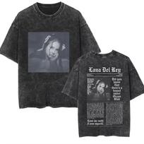 Lana Del Rey Ldr Vintažinio plovimo grafinis spaudinys Marškinėliai Retro stiliaus trumpomis rankovėmis Marškinėliai Vyrams Moterims Per dideli Marškinėliai Streetwear S gray