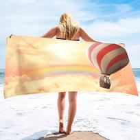 Colorful Hot Air Balloon Print Soft Beach Towels,Microfiber Lightweight Thin Beach Towels,Compact Sand Free Swim Pool Blanket 130x80cm beige