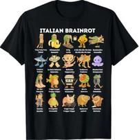 Types of Italian Brainrot Meme Character Hand Drawn T-Shirt M gray