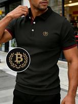 Vyriški polo marškinėliai su Bitcoin spaudiniu, Vyriški darbo marškiniai laisvalaikiui, verslui, lauko sportui, kvėpuojantys, patogūs, vasariniai trumpomis rankovėmis viršutiniai drabužiai XL black