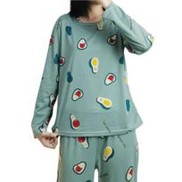 Moteriškos pižamos Laisvalaikis Dviejų dalių Green Avocado Lady naktinių drabužių rinkinys namams 2XL žalia