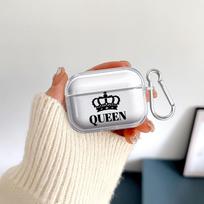 Case For Airpods Pro Pro3 1 2 3 4 Pro2 Clear Earphone Cases Cover Queens Crown Pattern Airpods 3 white