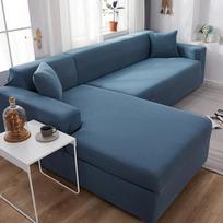 Juodos vienspalvės elastingos kampinės sofos užvalkalas 2 3 4 vietų su šezlongu sofa Dekoratyvinis L formos apsauginis užvalkalas 2-seater 150-185cm