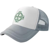 Celtic Cross Knot Trucker Hat Unisex Polyester Breathable Mesh Snapback Cap Irish Casual XS（old） white