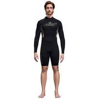 1.5mm Neoprene Wetsuit Men Women Full Body Long Sleeve Short Leg Diving Surfing Snorkeling Thermal Protection XL black