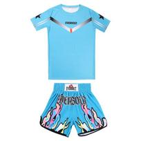 MMA Boxing Muay Thai Training Suit Set Men Women Kids Lightweight Combat Sport Apparel 4XL blue