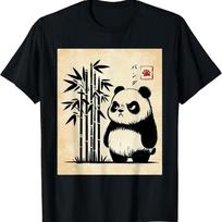 Kawaii Panda Ink Japanese Streetwear Novelty Funny T Shirt - Men's Summer Cotton Graphic Tee 5XL įvairiaspalvis