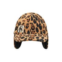 Mini Rodini 1000009413 Leopardinis vilnos kepurė su ausimis Kepurė su ausimis iš leopardo vilnos Kepurė su snapeliu 1000009413 (48/50) beige