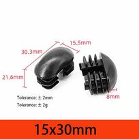 Juodas Ovalus PP Plastikinis Perforuotas Galinis Dangtelis Baldų Kojos Vamzdelio Įterpimo Kamštukas Baldų Aksesuarai 15x30mm-40x80mm 4Pcs