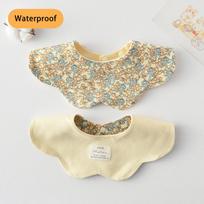 New Waterproof Two-sided Usable Baby Feeding Drool Bib Infants Wave Petal Saliva Towel Soft Burp Cloth For Toddler Kids Bibs brown