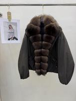 Women's Fashionable Down Jacket with Real Fox Fur Collar, Loose Fit, Thick and Warm Winter Outerwear. black