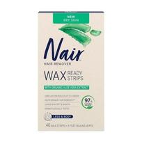 Nair Body Hair Removal Wax Strips for Sensitive Skin 40 Sheets + 4 Sheets (Aloe Vera) white