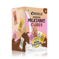 Bevzilla Assorted Instant Milkshake 10 Cubes Pack with Organic Date Palm Jaggery, Zero Refined Sugar, No Preservatives, Drop Stir & Enjoy beige