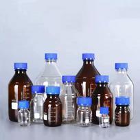 Light-Shielding Blue Cap Brown Glass Reagent Bottle, Thickened Glass with Aluminum Cap 100ml; Transparent black