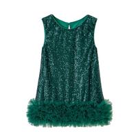 Girls' Halloween Sequin Tulle Tutu Dress - Autumn Sleeveless Princess Dress Kids Party Costume Fancy Pageant Gown 110cm žalia