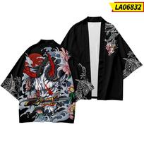 Vyriškas kimono japoniški drabužiai Yukata vyriškas samurajų kostiumas Haori Obi Beach vyriškas kimono megztinis japoniškas striukė gatvės drabužiams 4XL juoda